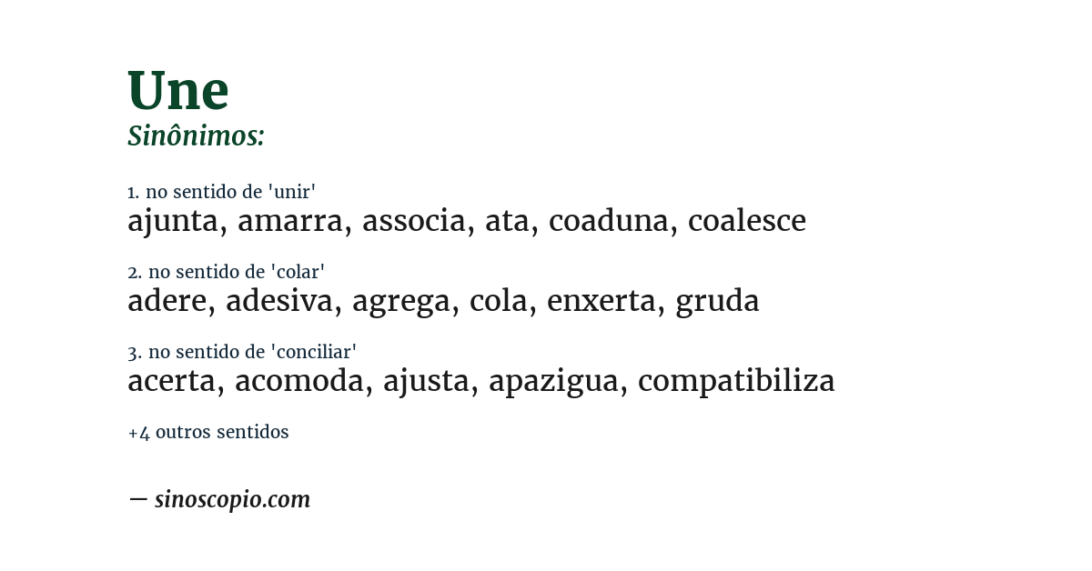 Sinônimo de une