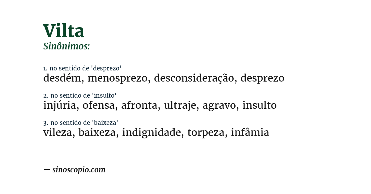 Sinônimo de vilta