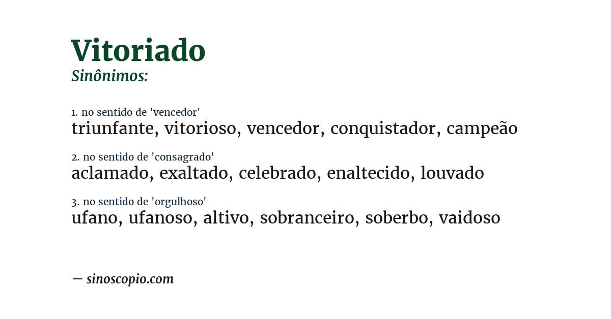 Sinônimo de vitoriado