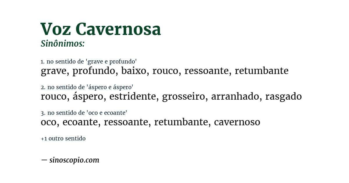Sinônimo de voz cavernosa