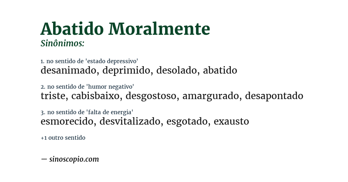 Sinônimo de abatido moralmente