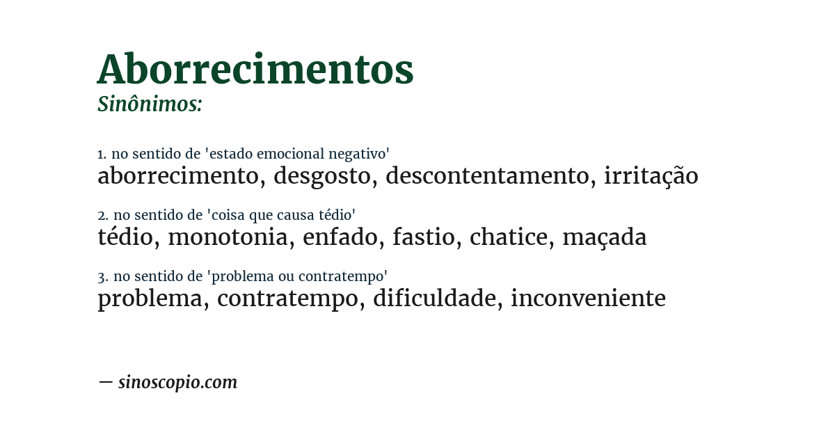 Sinônimo de aborrecimentos