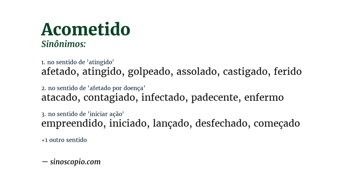 Sinônimo de acometido