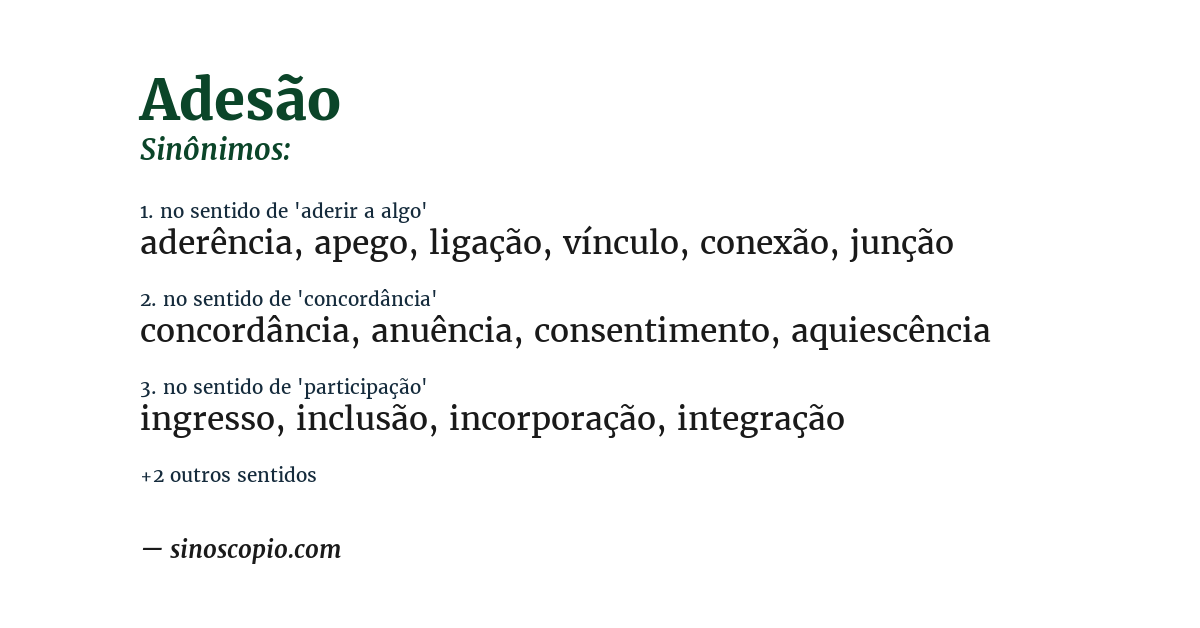 Sinônimo de adesão