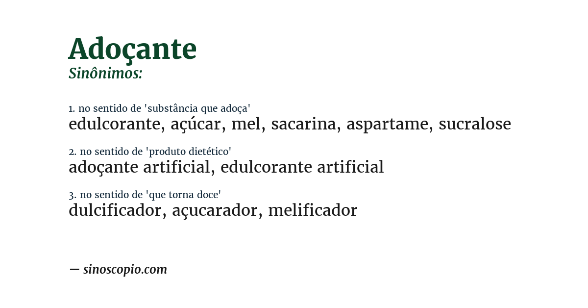 Sinônimo de adoçante