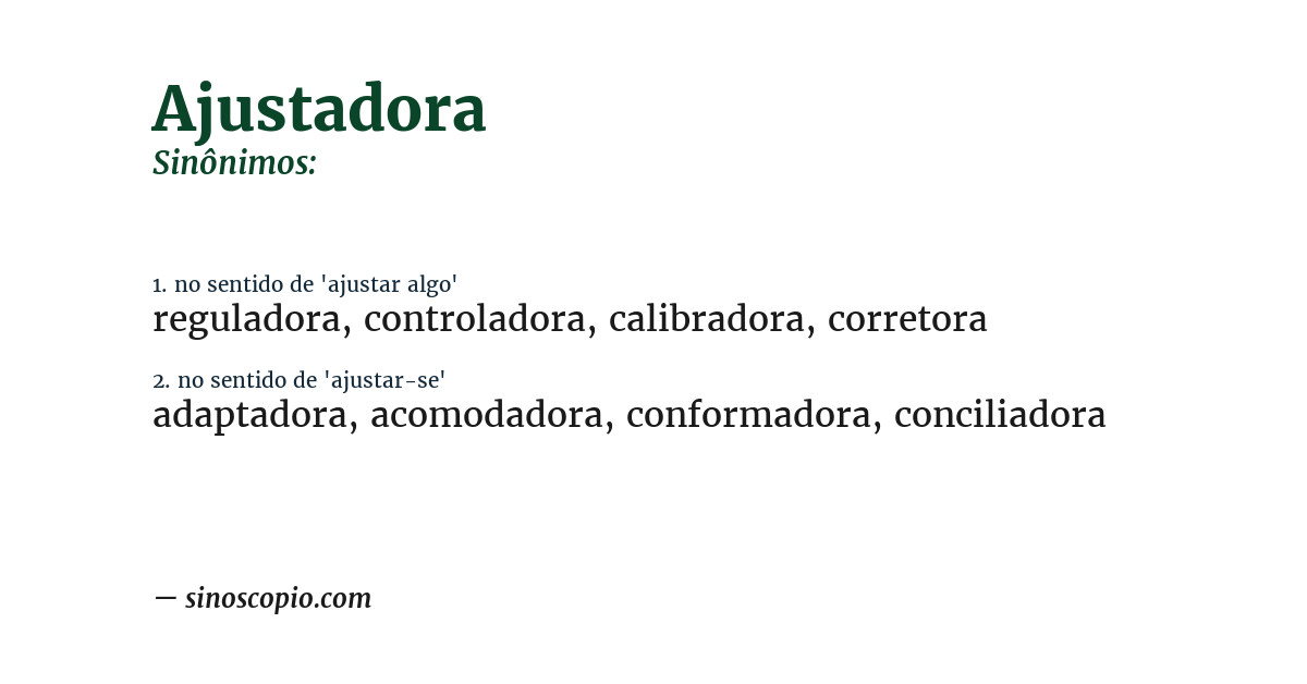 Sinônimo de ajustadora