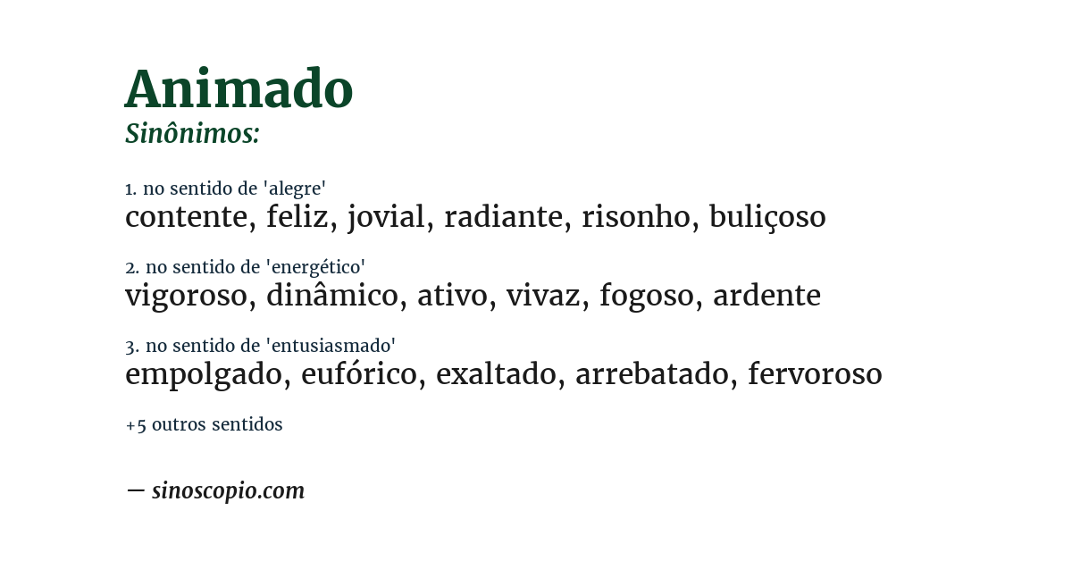 Sinônimo de animado