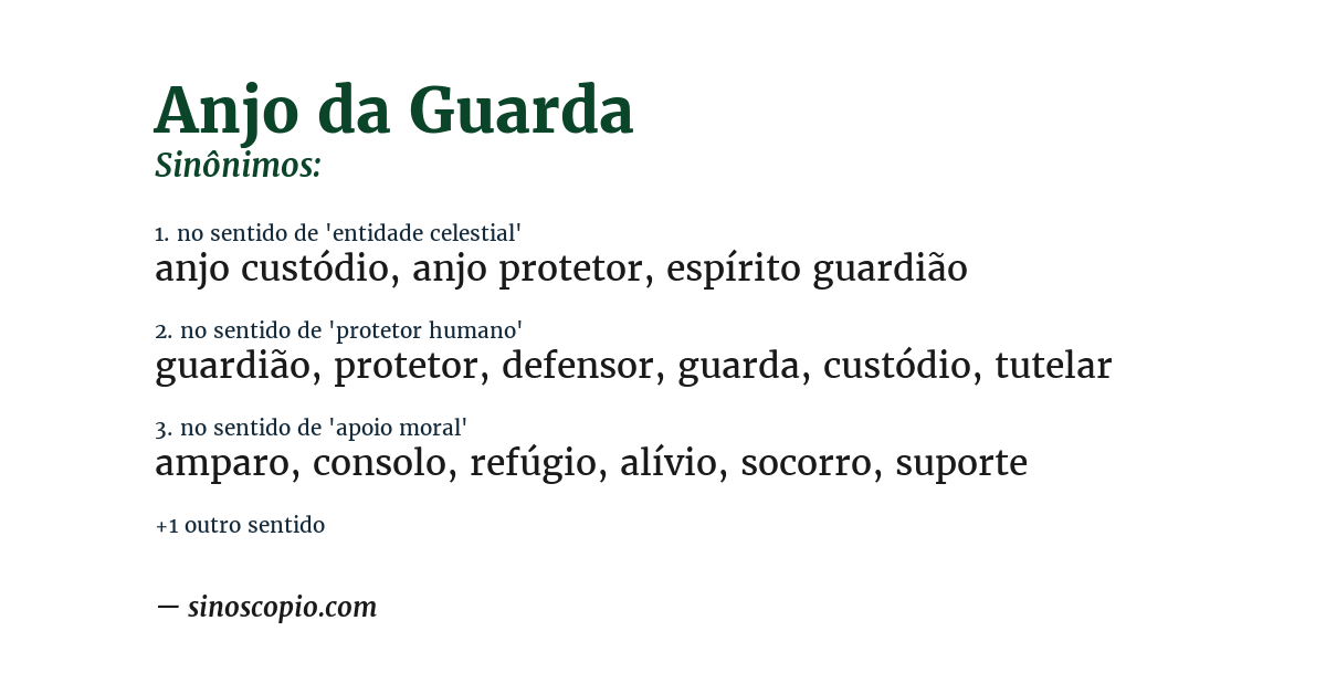 Sinônimo de anjo da guarda