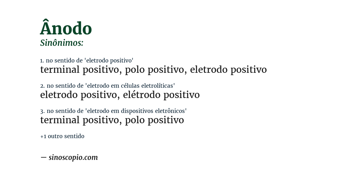 Sinônimo de ânodo