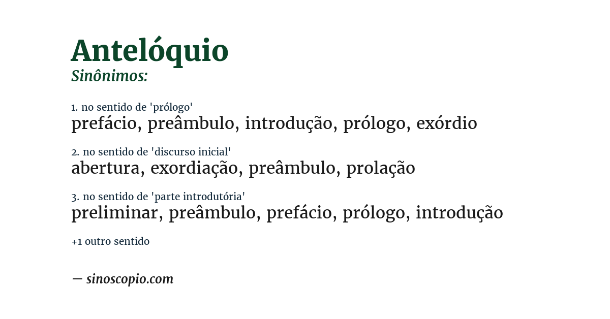 Sinônimo de antelóquio