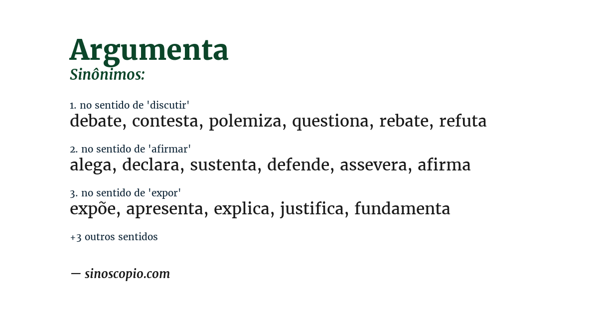 Sinônimo de argumenta