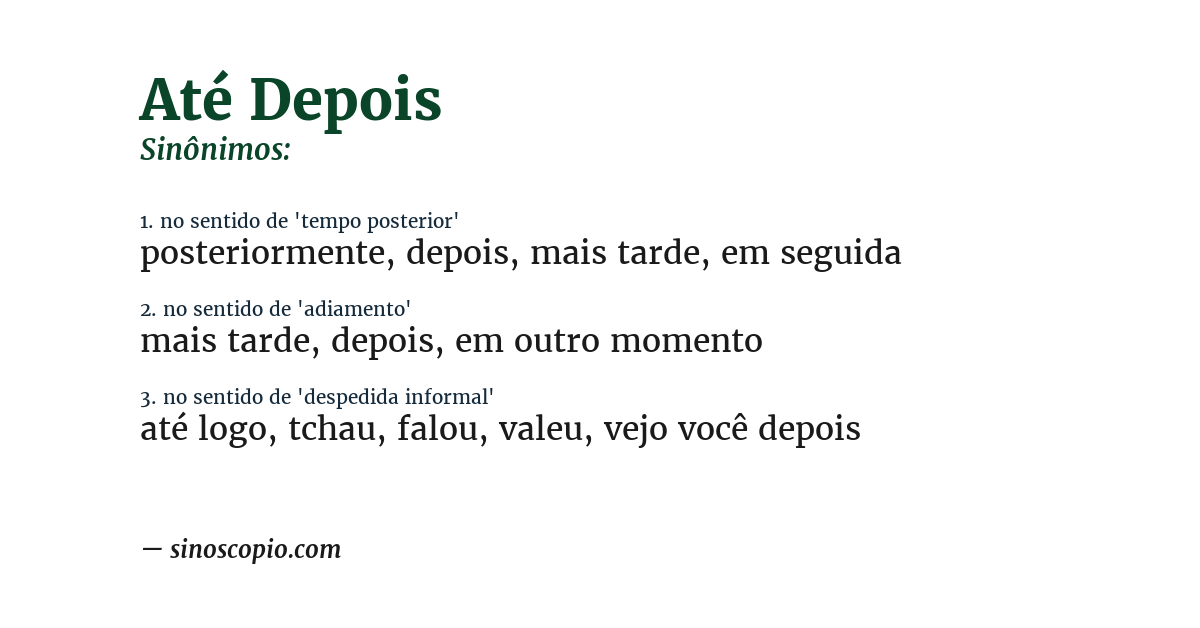 Sinônimo de até depois