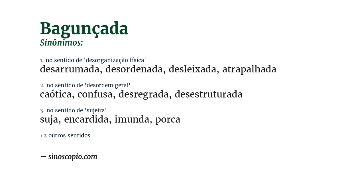 Sinônimo de bagunçada