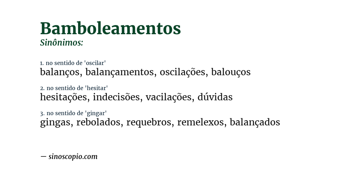 Sinônimo de bamboleamentos