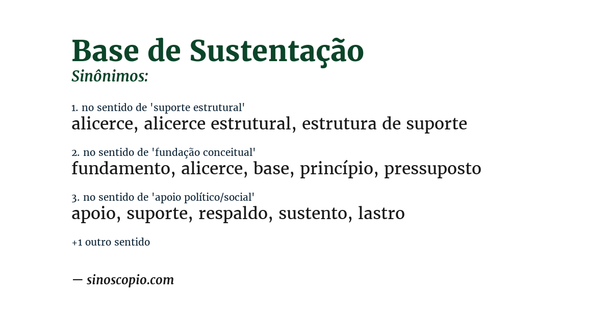 Sinônimo de base de sustentação