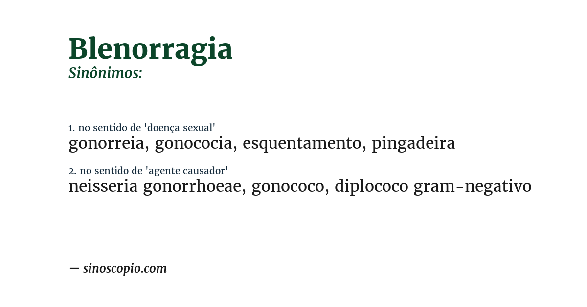 Sinônimo de blenorragia