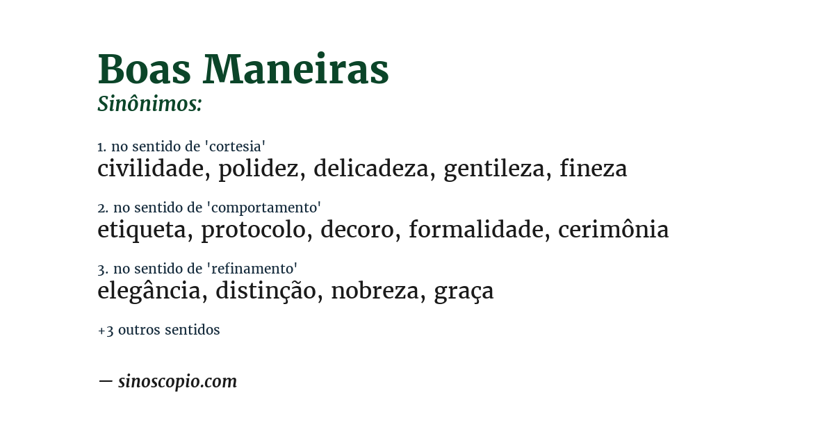 Sinônimo de boas maneiras