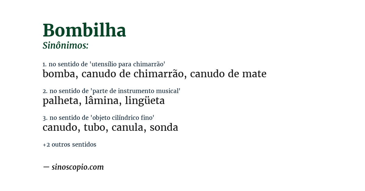Sinônimo de bombilha