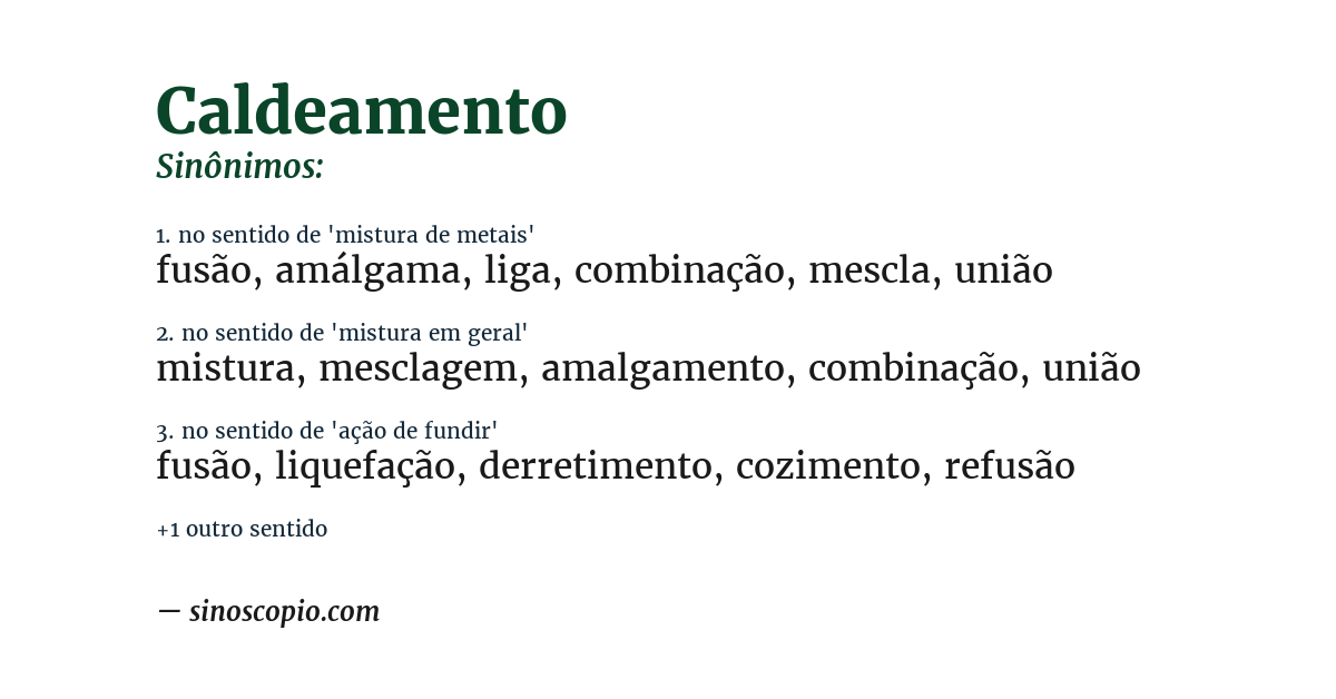 Sinônimo de caldeamento