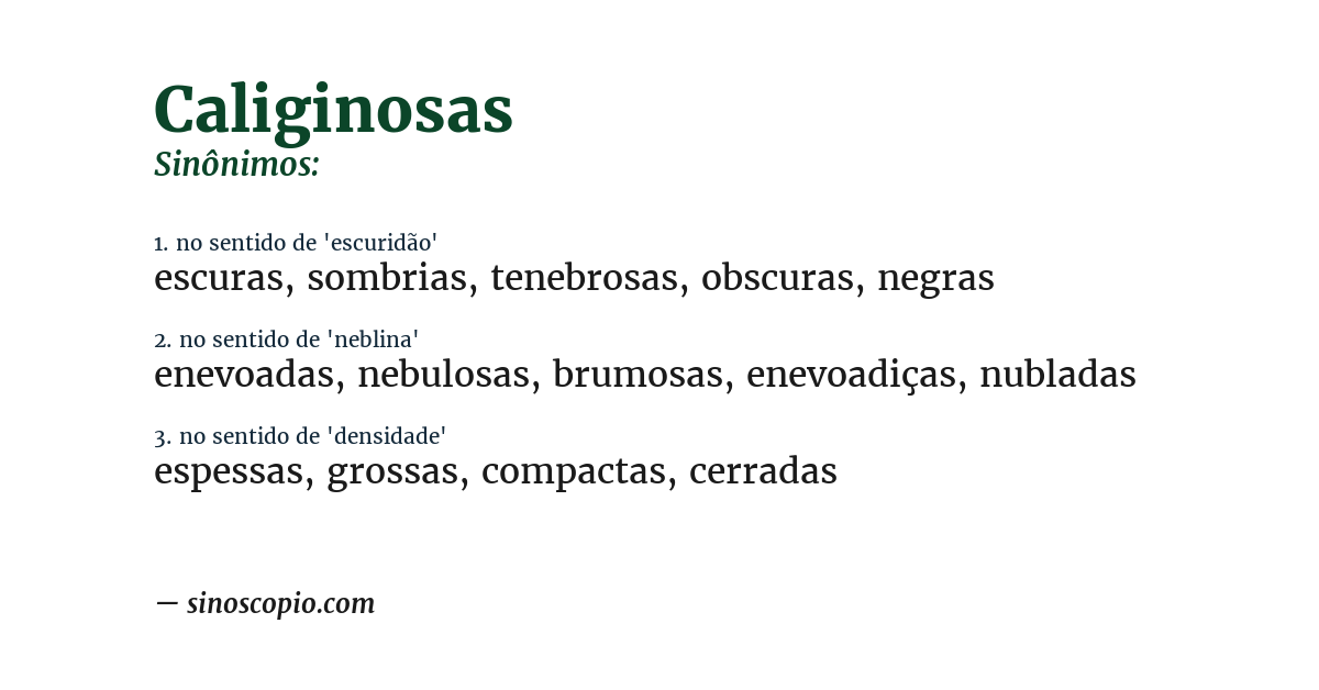 Sinônimo de caliginosas