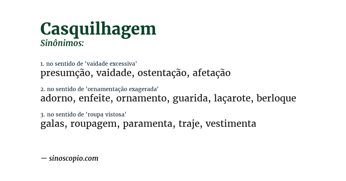 Sinônimo de casquilhagem