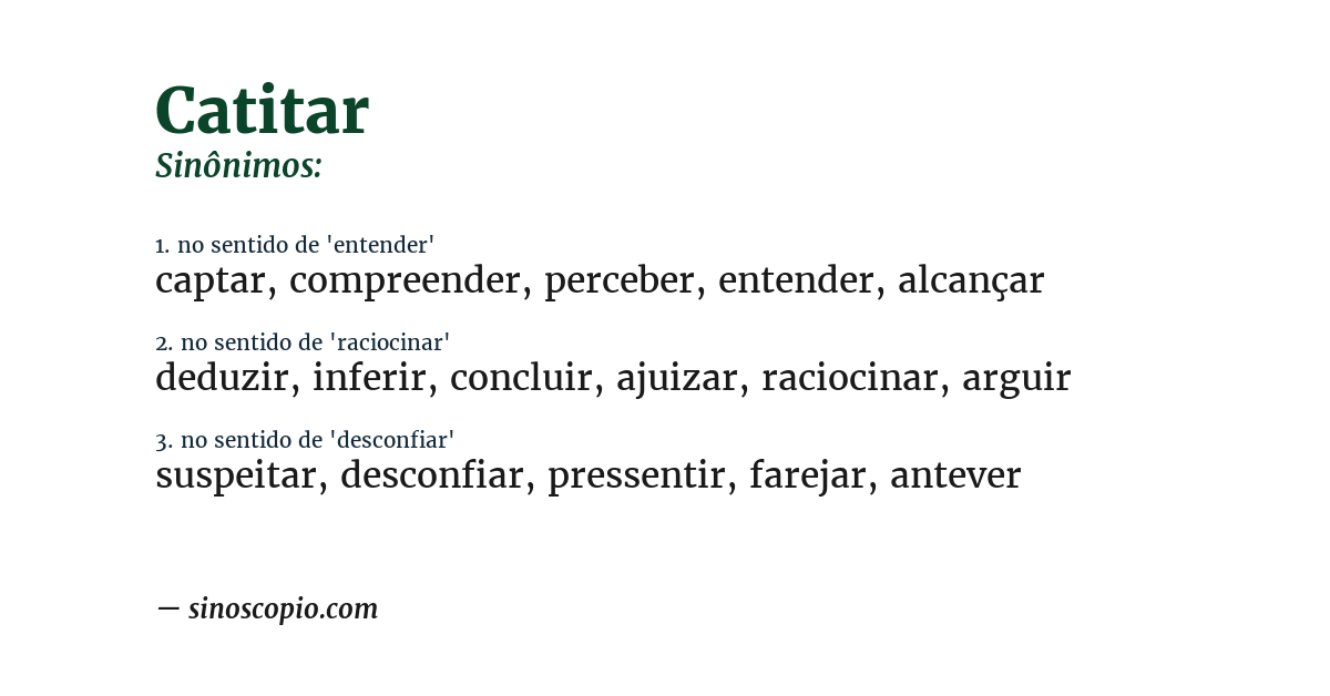 Sinônimo de catitar