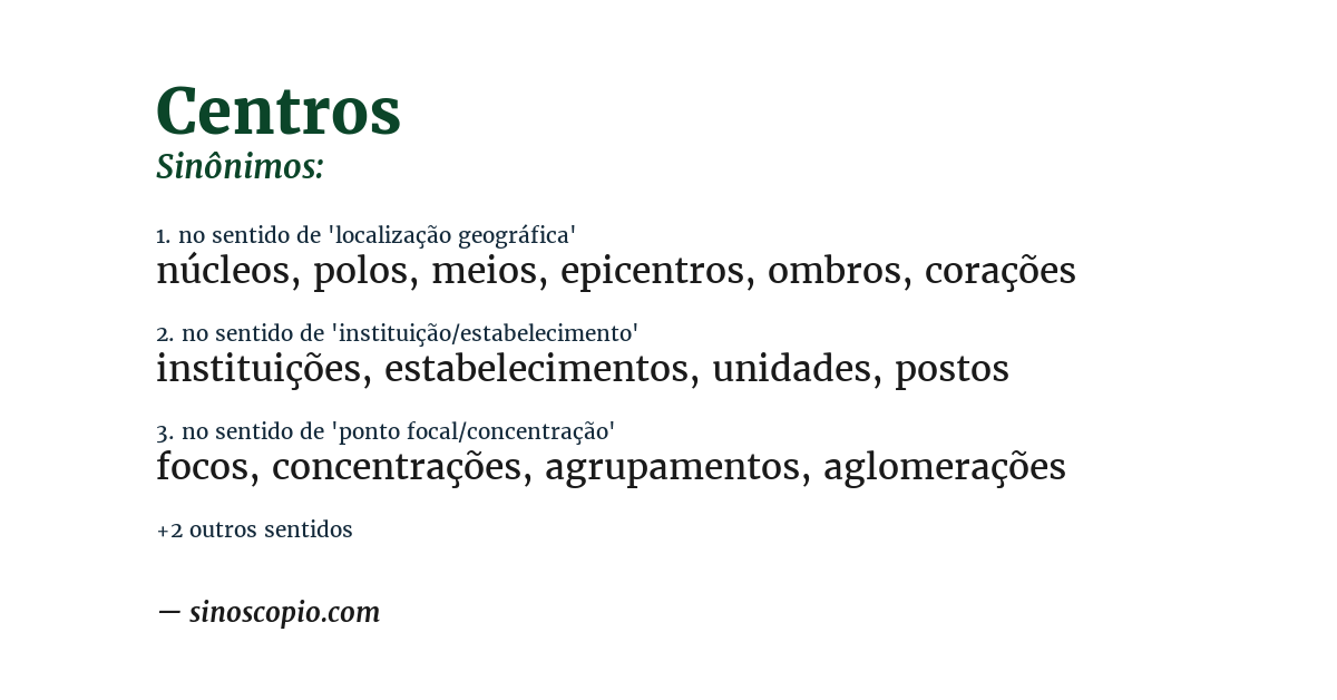 Sinônimo de centros