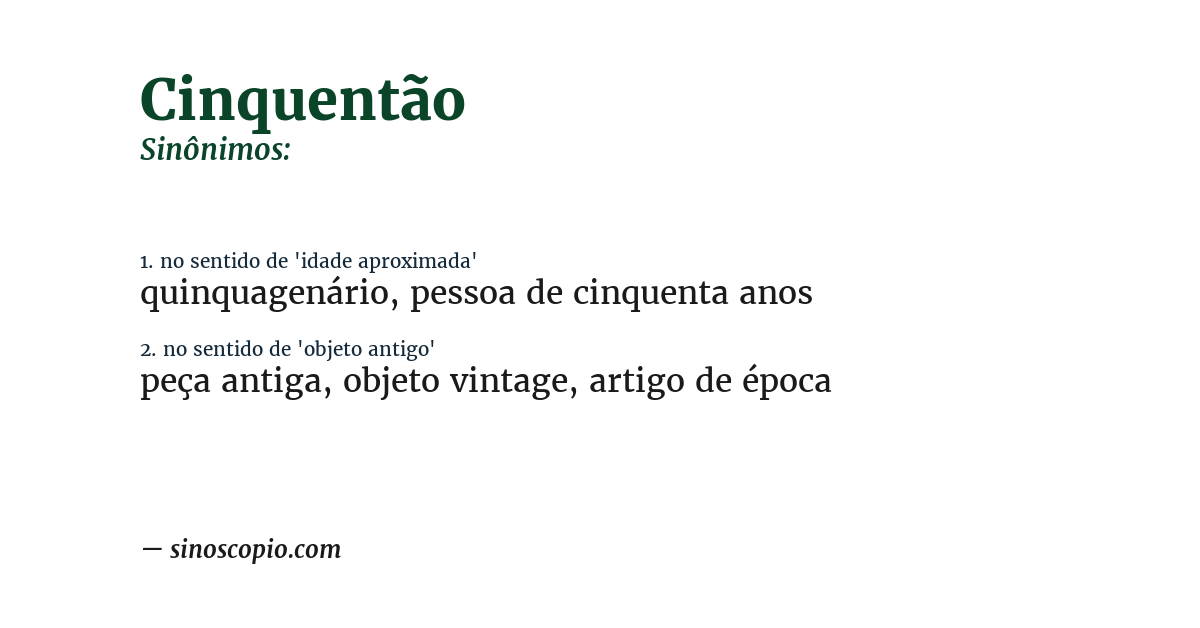 Sinônimo de cinquentão