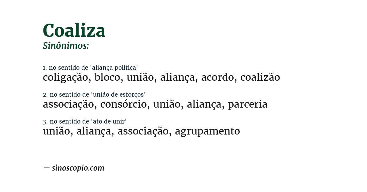 Sinônimo de coaliza