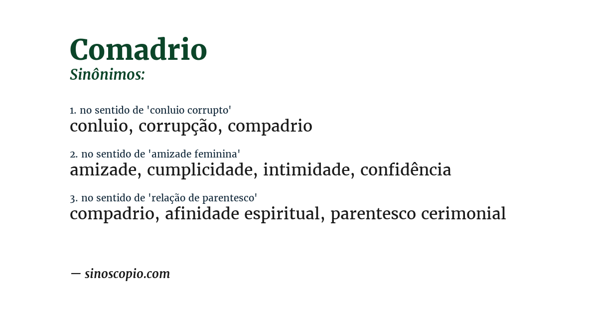Sinônimo de comadrio