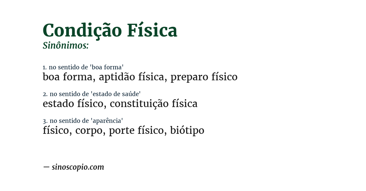 Sinônimo de condição física