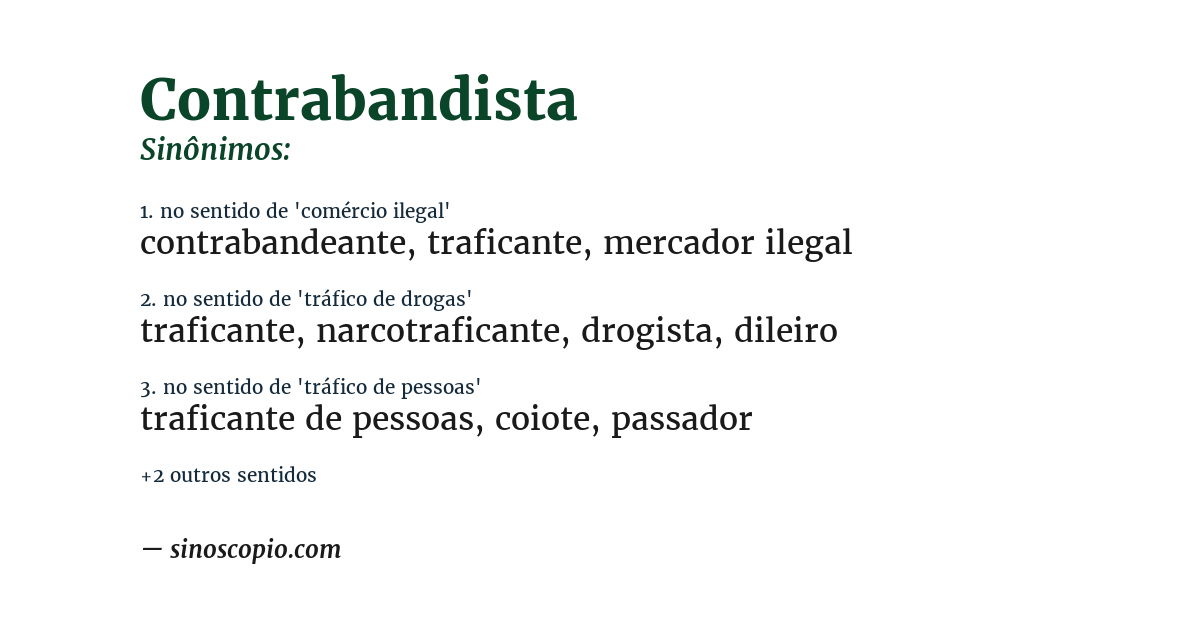 Sinônimo de contrabandista