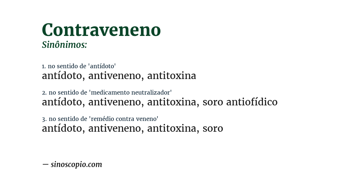 Sinônimo de contraveneno