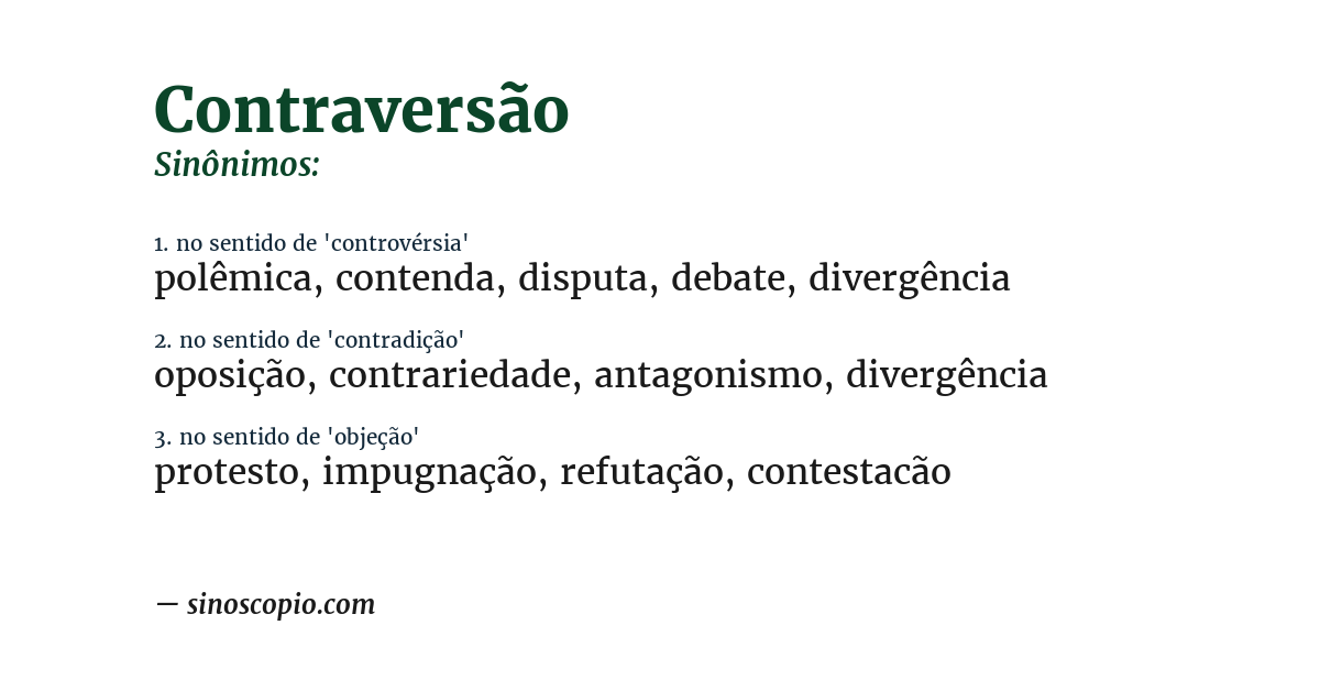 Sinônimo de contraversão