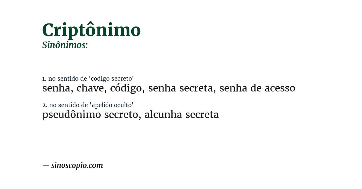 Sinônimo de criptônimo