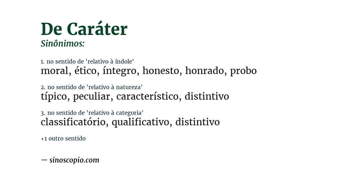 Sinônimo de de caráter