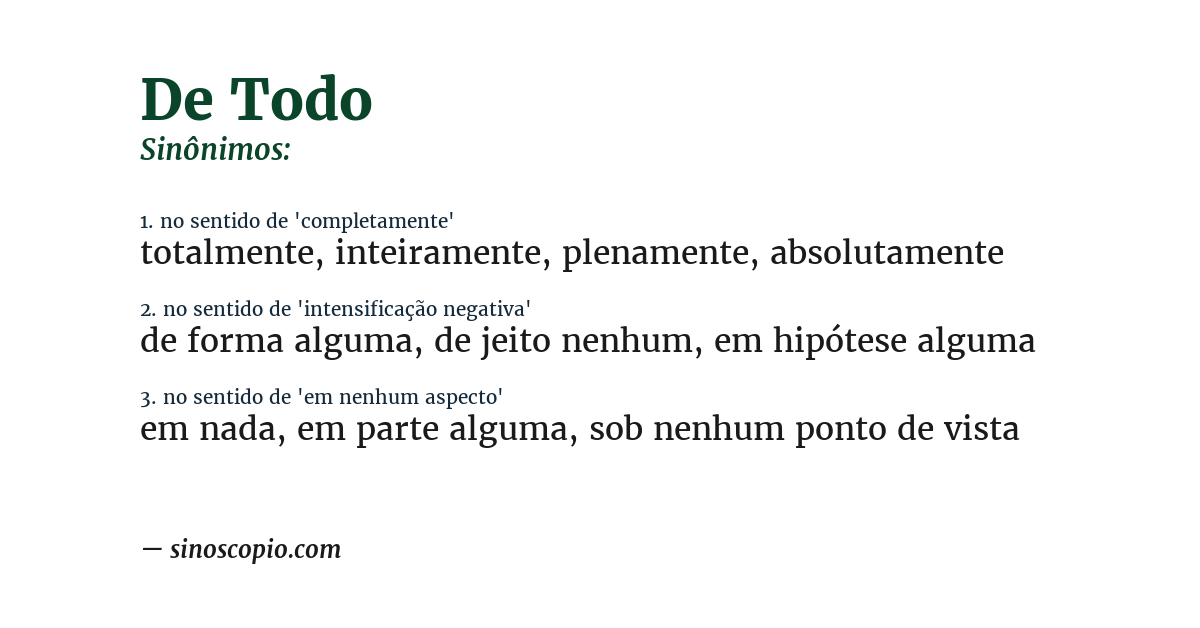 Sinônimo de de todo
