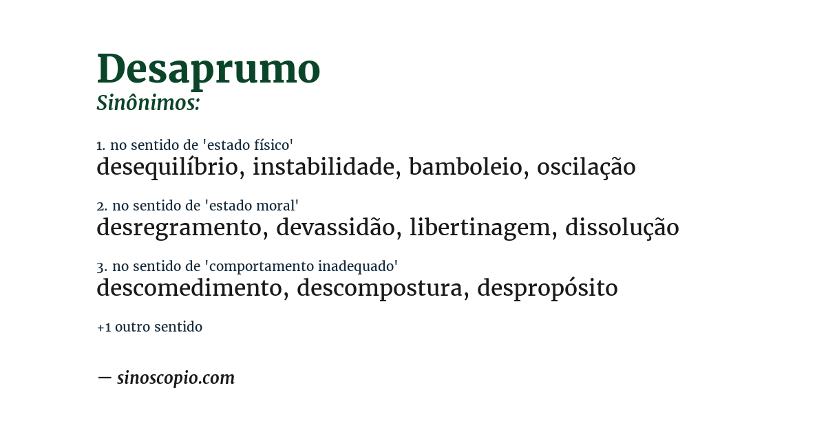 Sinônimo de desaprumo