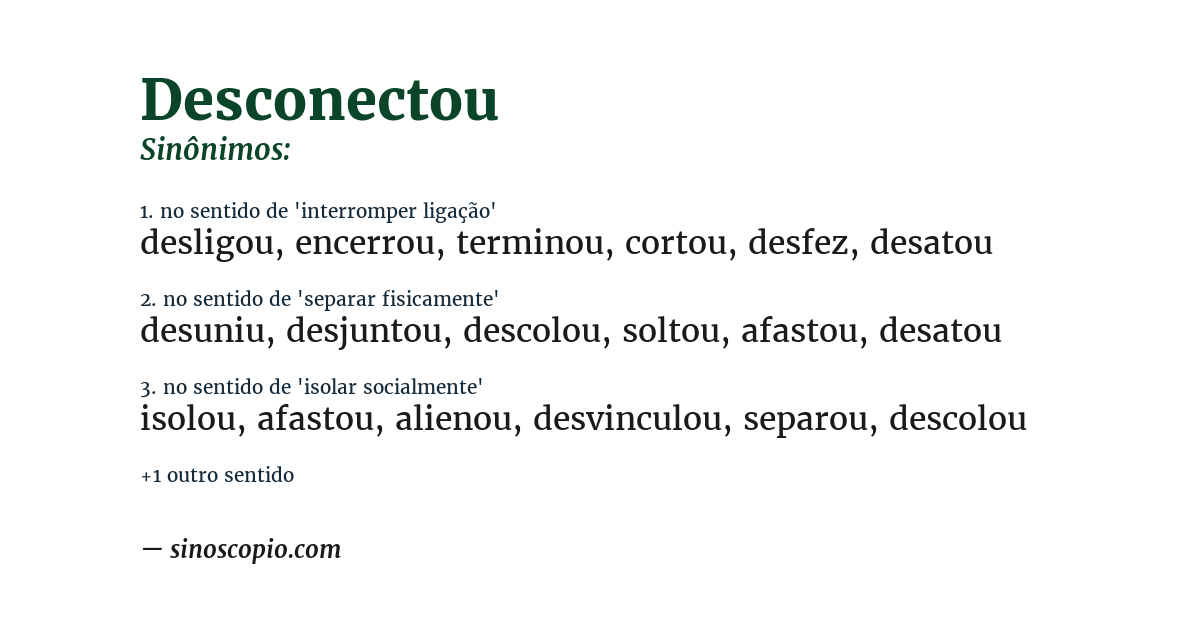 Sinônimo de desconectou