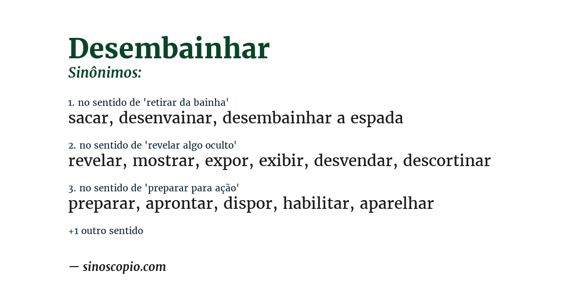 Sinônimo de desembainhar