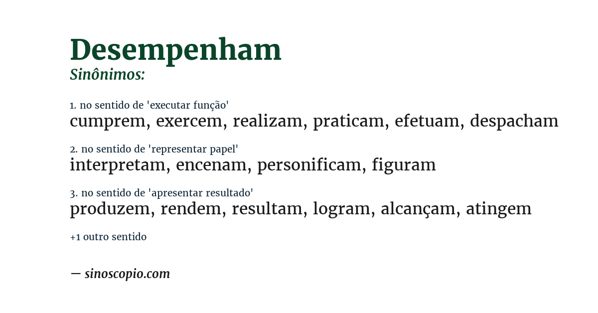 Sinônimo de desempenham