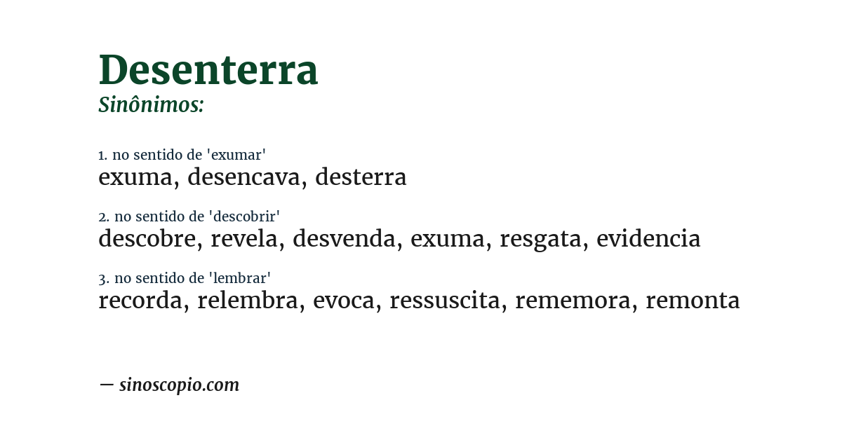 Sinônimo de desenterra