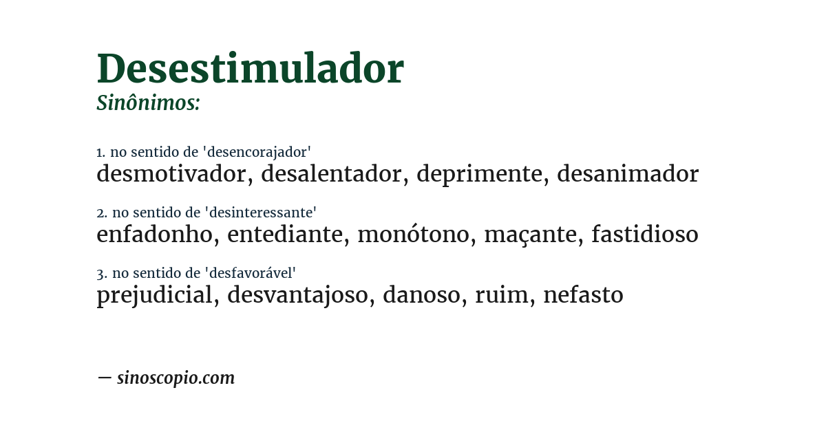 Sinônimo de desestimulador