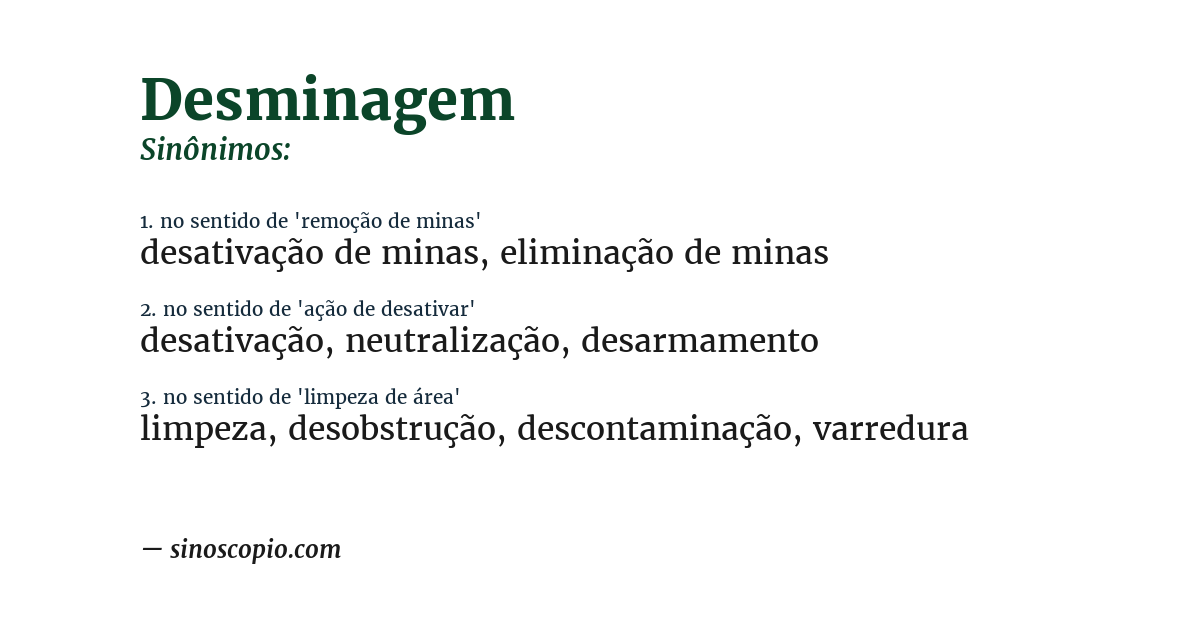 Sinônimo de desminagem