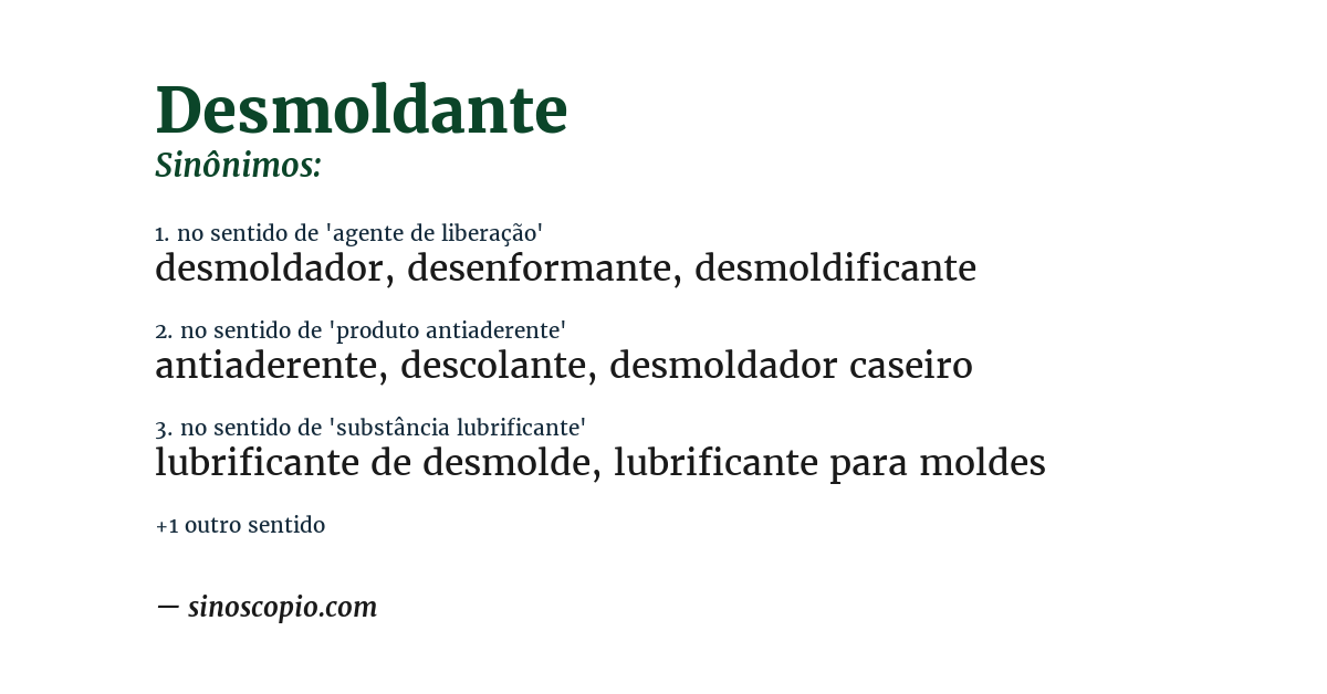 Sinônimo de desmoldante