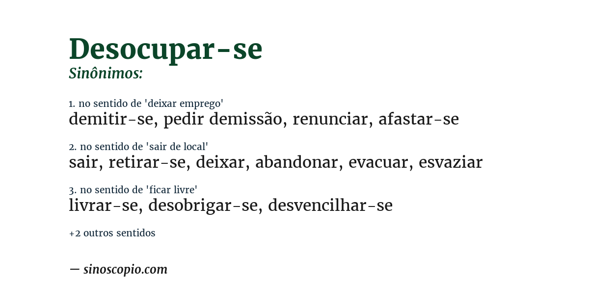 Sinônimo de desocupar-se