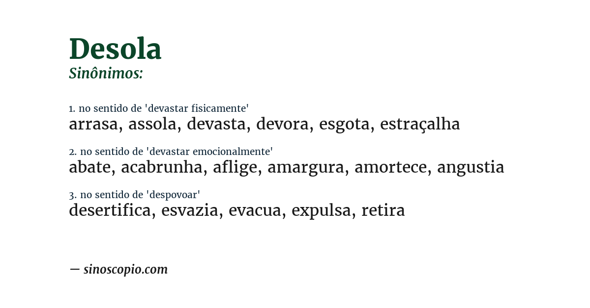 Sinônimo de desola