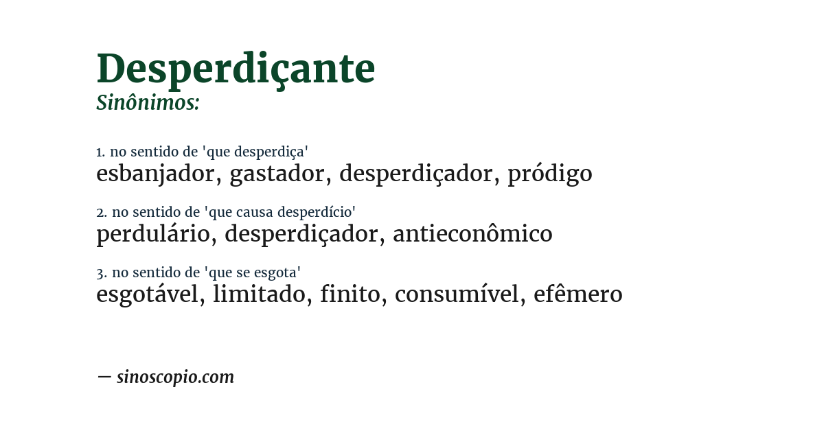 Sinônimo de desperdiçante