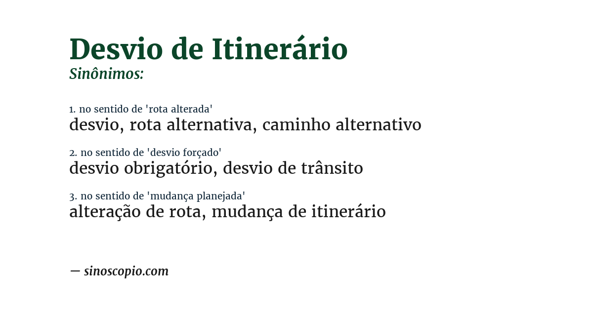 Sinônimo de desvio de itinerário