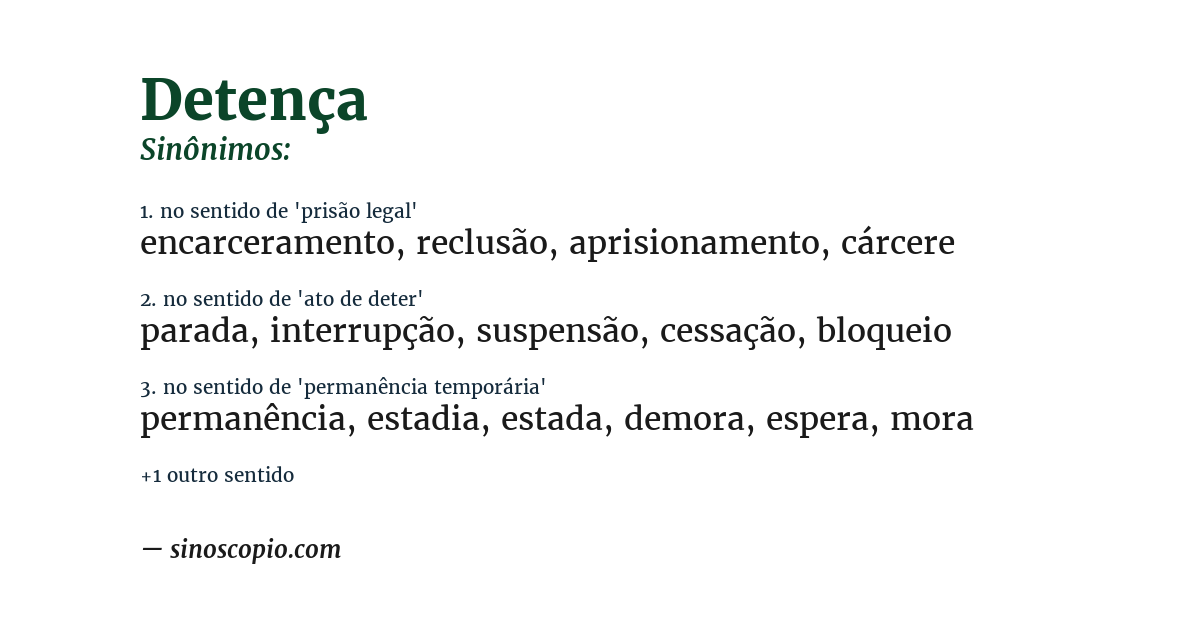 Sinônimo de detença